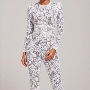 NADINE MERABI Ivory Lace Jumpsuit